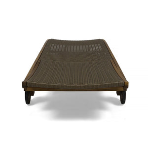 English Elm Banzai Acacia Wood Pe Wicker Outdoor Chaise Lounge Set with Pull Out Side Tray N767P441911B