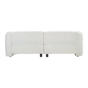 English Elm 87.4 Inch Curved Boucle Sofa with Wood Slit Armrests and Deep Foam Seats for Living Room Beige N767P444952B