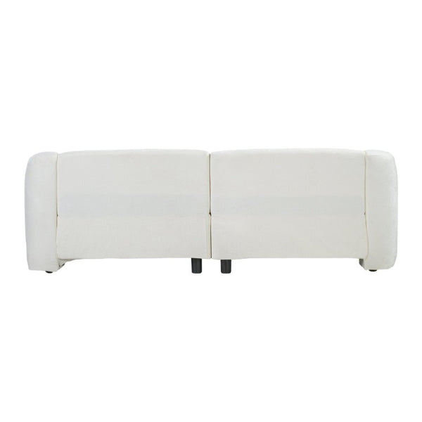 English Elm 87.4 Inch Curved Boucle Sofa with Wood Slit Armrests and Deep Foam Seats for Living Room Beige N767P444952B