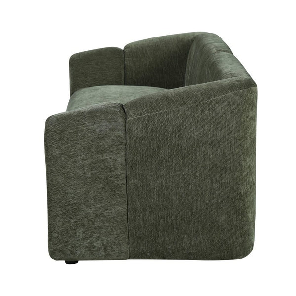 English Elm 87.4 Inch Curved Boucle Sofa with Wood Slit Armrests and Deep Foam Seat for Living Room 87.4 inches N767P444952G