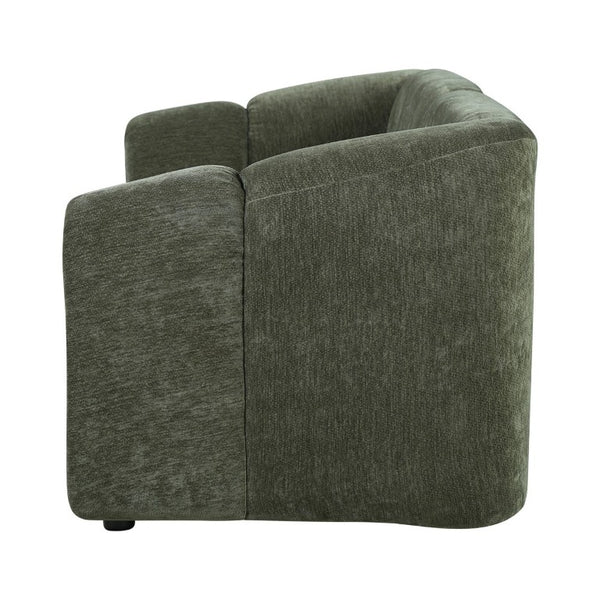 English Elm 87.4 Inch Curved Boucle Sofa with Wood Slit Armrests and Deep Foam Seat for Living Room 87.4 inches N767P444952G