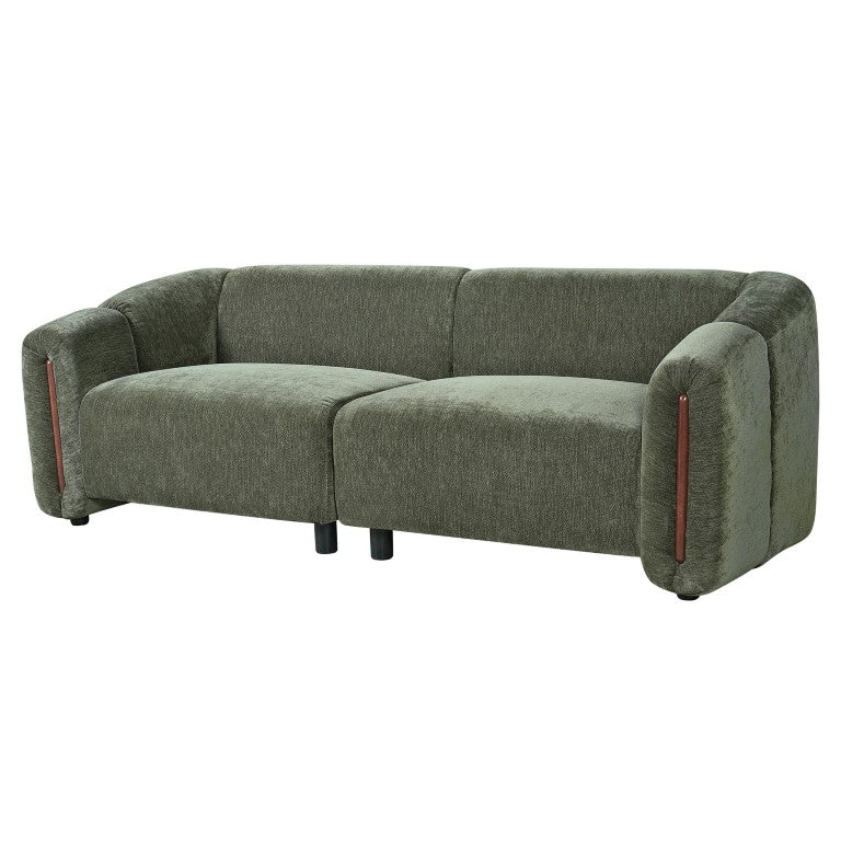 English Elm 87.4 Inch Curved Boucle Sofa with Wood Slit Armrests and Deep Foam Seat for Living Room 87.4 inches N767P444952G