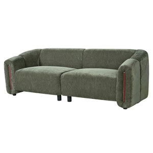 English Elm 87.4 Inch Curved Boucle Sofa with Wood Slit Armrests and Deep Foam Seat for Living Room 87.4 inches N767P444952G