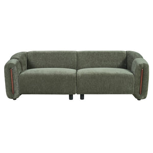 English Elm 87.4 Inch Curved Boucle Sofa with Wood Slit Armrests and Deep Foam Seat for Living Room 87.4 inches N767P444952G