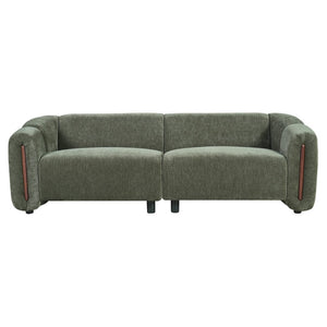 English Elm 87.4 Inch Curved Boucle Sofa with Wood Slit Armrests and Deep Foam Seat for Living Room 87.4 inches N767P444952G