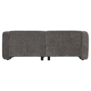 English Elm 87.4 Inch Curved Boucle Sofa with Wood Slit Armrests and Deep Foam Seats for Living Room Espresso N767P444952L
