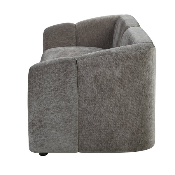 English Elm 87.4 Inch Curved Boucle Sofa with Wood Slit Armrests and Deep Foam Seats for Living Room Espresso N767P444952L