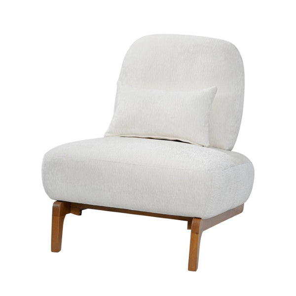 English Elm Modern Armless Slipper Chair Linen Upholstered High Back with Solid Wood Base Off-White / Natural N767P449783A