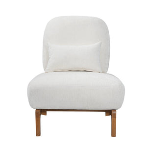 English Elm Modern Armless Slipper Chair Linen Upholstered High Back with Solid Wood Base Off-White / Natural N767P449783A