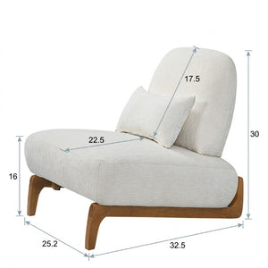 English Elm Modern Armless Slipper Chair Linen Upholstered High Back with Solid Wood Base Off-White / Natural N767P449783A