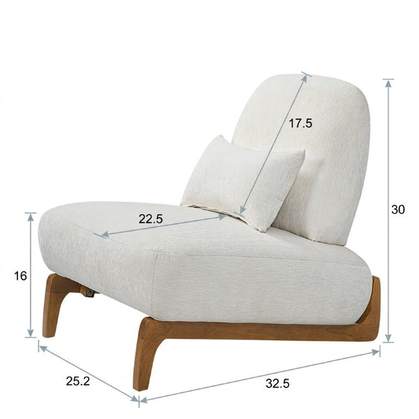 English Elm Modern Armless Slipper Chair Linen Upholstered High Back with Solid Wood Base Off-White / Natural N767P449783A