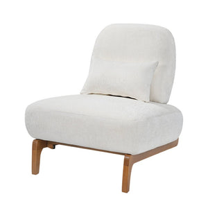 English Elm Modern Armless Slipper Chair Linen Upholstered High Back with Solid Wood Base Off-White / Natural N767P449783A