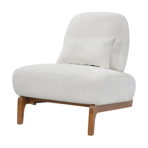English Elm Modern Armless Slipper Chair Linen Upholstered High Back with Solid Wood Base Off-White / Natural N767P449783A