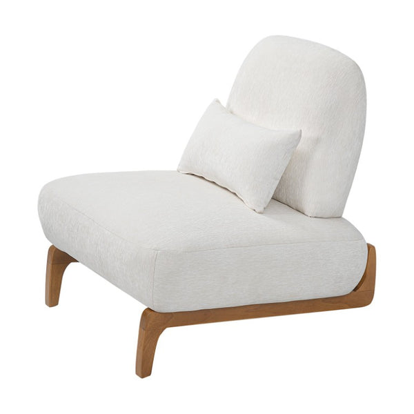 English Elm Modern Armless Slipper Chair Linen Upholstered High Back with Solid Wood Base Off-White / Natural N767P449783A