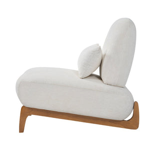 English Elm Modern Armless Slipper Chair Linen Upholstered High Back with Solid Wood Base Off-White / Natural N767P449783A