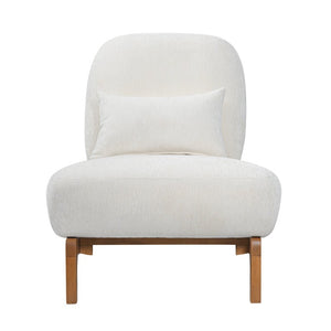 English Elm Modern Armless Slipper Chair Linen Upholstered High Back with Solid Wood Base Off-White / Natural N767P449783A