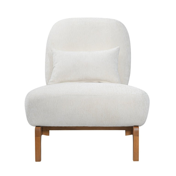 English Elm Modern Armless Slipper Chair Linen Upholstered High Back with Solid Wood Base Off-White / Natural N767P449783A