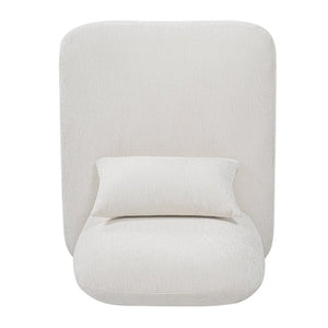 English Elm Modern Armless Slipper Chair Linen Upholstered High Back with Solid Wood Base Off-White / Natural N767P449783A