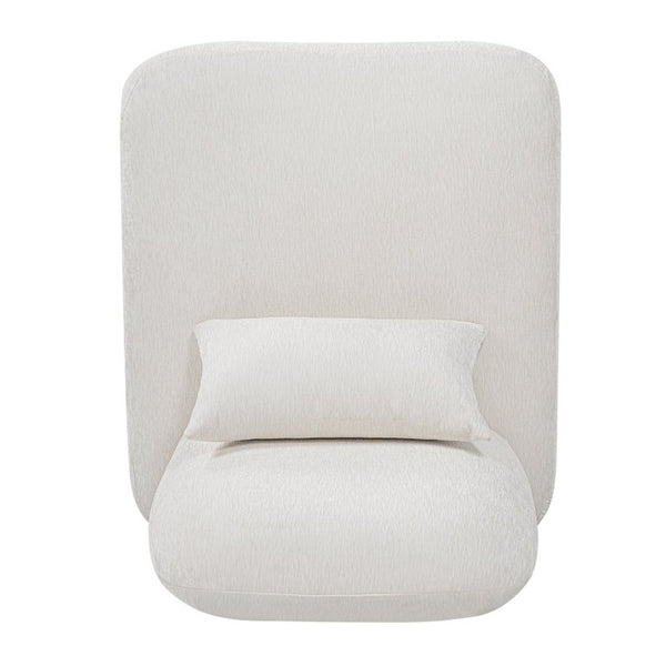 English Elm Modern Armless Slipper Chair Linen Upholstered High Back with Solid Wood Base Off-White / Natural N767P449783A