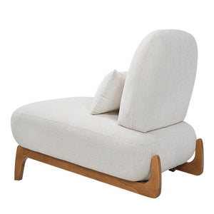 English Elm Modern Armless Slipper Chair Linen Upholstered High Back with Solid Wood Base Off-White / Natural N767P449783A