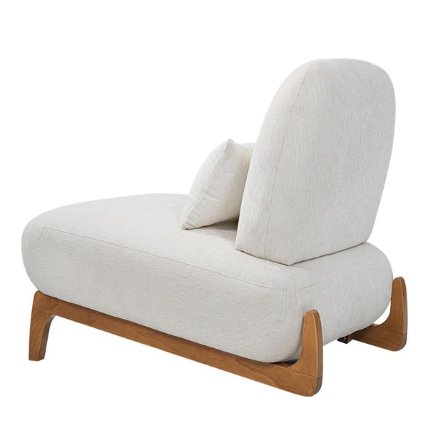 English Elm Modern Armless Slipper Chair Linen Upholstered High Back with Solid Wood Base Off-White / Natural N767P449783A