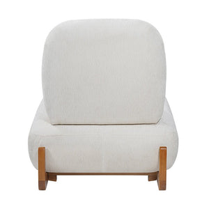 English Elm Modern Armless Slipper Chair Linen Upholstered High Back with Solid Wood Base Off-White / Natural N767P449783A