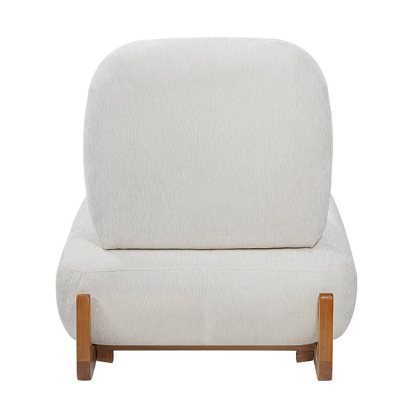 English Elm Modern Armless Slipper Chair Linen Upholstered High Back with Solid Wood Base Off-White / Natural N767P449783A
