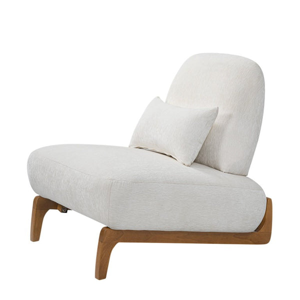 English Elm Modern Armless Slipper Chair Linen Upholstered High Back with Solid Wood Base Off-White / Natural N767P449783A