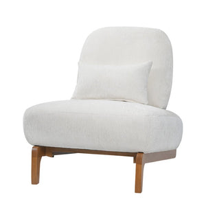 English Elm Modern Armless Slipper Chair Linen Upholstered High Back with Solid Wood Base Off-White / Natural N767P449783A