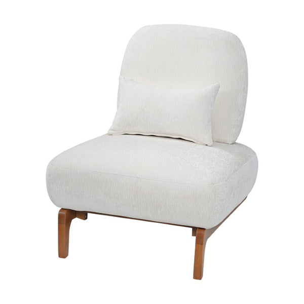 English Elm Modern Armless Slipper Chair Linen Upholstered High Back with Solid Wood Base Off-White / Natural N767P449783A