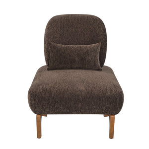 English Elm Modern Armless Slipper Chair Linen Upholstered High Back with Solid Wood Base Dark Brown / Natural N767P449783D