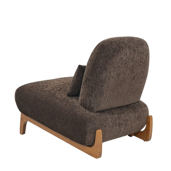 English Elm Modern Armless Slipper Chair Linen Upholstered High Back with Solid Wood Base Dark Brown / Natural N767P449783D