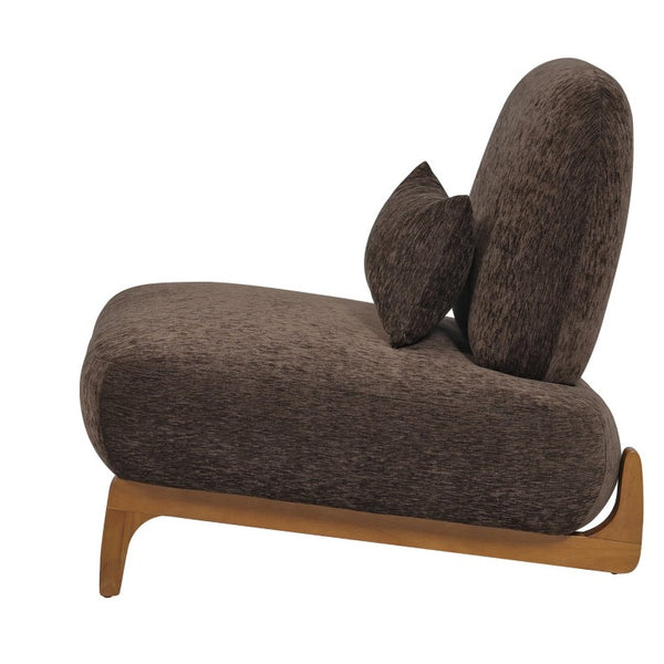 English Elm Modern Armless Slipper Chair Linen Upholstered High Back with Solid Wood Base Dark Brown / Natural N767P449783D