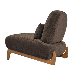 English Elm Modern Armless Slipper Chair Linen Upholstered High Back with Solid Wood Base Dark Brown / Natural N767P449783D