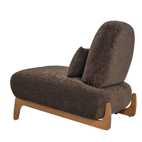 English Elm Modern Armless Slipper Chair Linen Upholstered High Back with Solid Wood Base Dark Brown / Natural N767P449783D