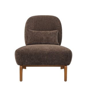 English Elm Modern Armless Slipper Chair Linen Upholstered High Back with Solid Wood Base Dark Brown / Natural N767P449783D