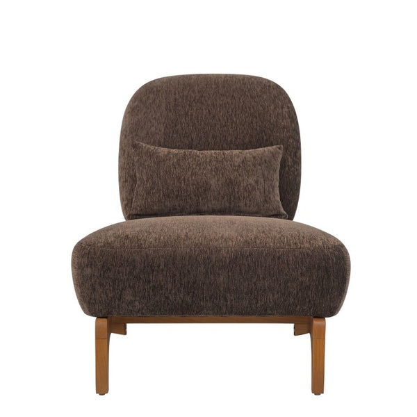 English Elm Modern Armless Slipper Chair Linen Upholstered High Back with Solid Wood Base Dark Brown / Natural N767P449783D