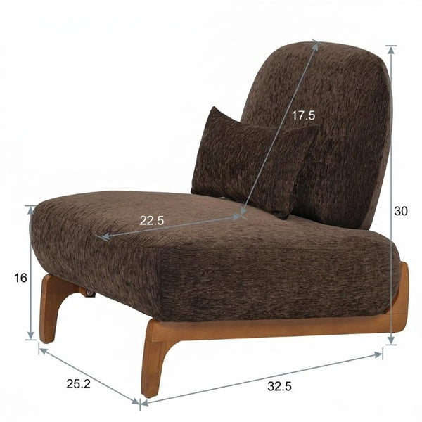 English Elm Modern Armless Slipper Chair Linen Upholstered High Back with Solid Wood Base Dark Brown / Natural N767P449783D