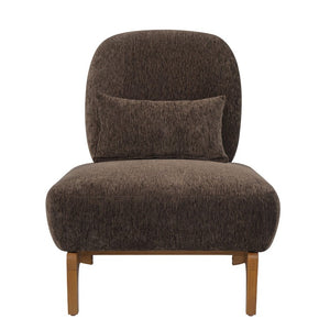 English Elm Modern Armless Slipper Chair Linen Upholstered High Back with Solid Wood Base Dark Brown / Natural N767P449783D