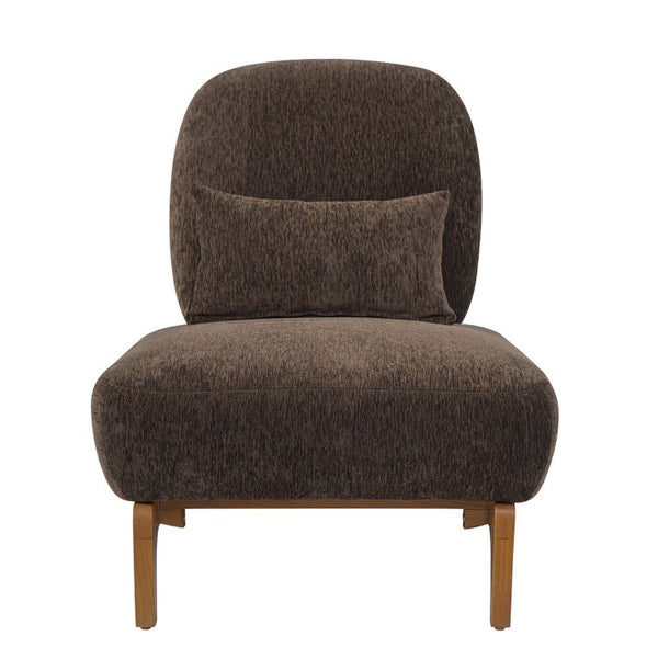 English Elm Modern Armless Slipper Chair Linen Upholstered High Back with Solid Wood Base Dark Brown / Natural N767P449783D