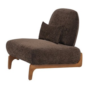 English Elm Modern Armless Slipper Chair Linen Upholstered High Back with Solid Wood Base Dark Brown / Natural N767P449783D
