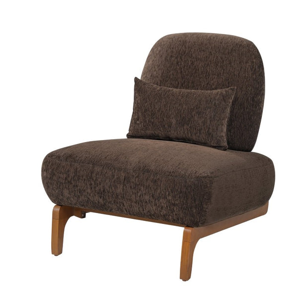 English Elm Modern Armless Slipper Chair Linen Upholstered High Back with Solid Wood Base Dark Brown / Natural N767P449783D