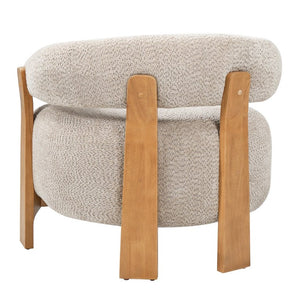 English Elm 28.7 Inch Boucle Barrel Accent Chair Mid-Century Solid Wood Legs Cozy Living Room Seat N767P449785L