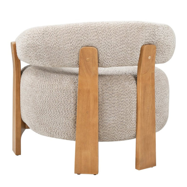 English Elm 28.7 Inch Boucle Barrel Accent Chair Mid-Century Solid Wood Legs Cozy Living Room Seat N767P449785L
