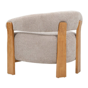 English Elm 28.7 Inch Boucle Barrel Accent Chair Mid-Century Solid Wood Legs Cozy Living Room Seat N767P449785L