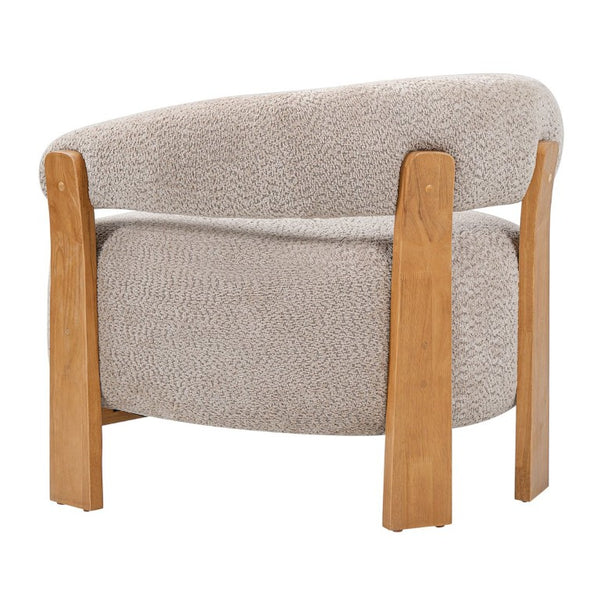 English Elm 28.7 Inch Boucle Barrel Accent Chair Mid-Century Solid Wood Legs Cozy Living Room Seat N767P449785L
