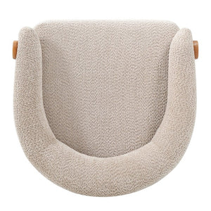 English Elm 28.7 Inch Boucle Barrel Accent Chair Mid-Century Solid Wood Legs Cozy Living Room Seat N767P449785L