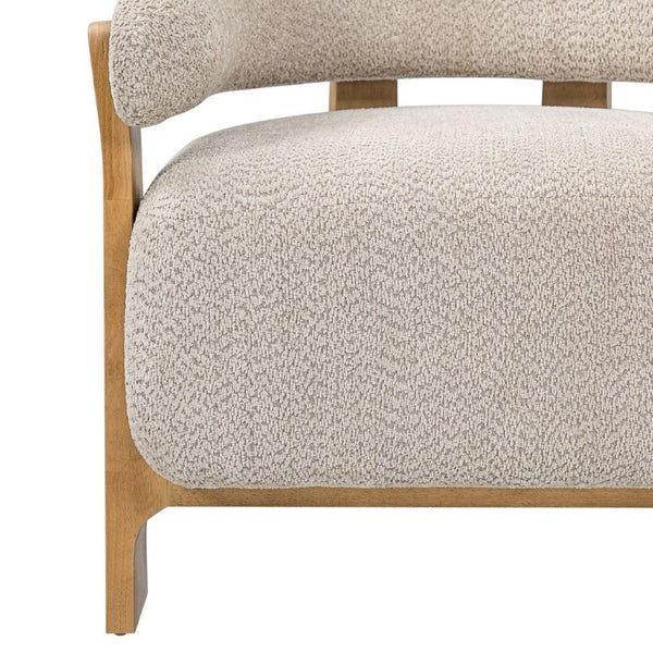 English Elm 28.7 Inch Boucle Barrel Accent Chair Mid-Century Solid Wood Legs Cozy Living Room Seat N767P449785L