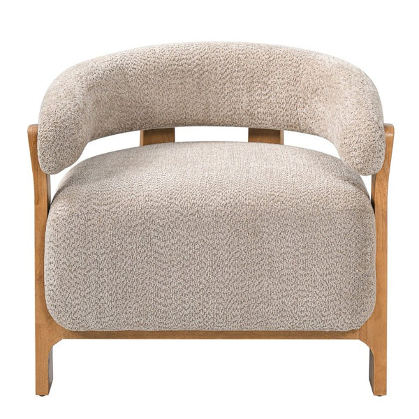 English Elm 28.7 Inch Boucle Barrel Accent Chair Mid-Century Solid Wood Legs Cozy Living Room Seat N767P449785L