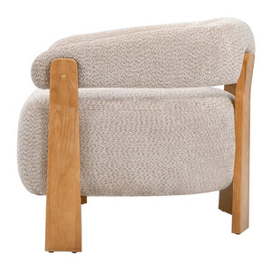 English Elm 28.7 Inch Boucle Barrel Accent Chair Mid-Century Solid Wood Legs Cozy Living Room Seat N767P449785L